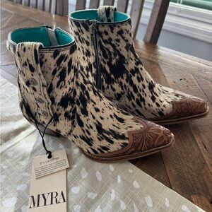 Myra Bag Cowhide Ankle Boots - Black and Brown